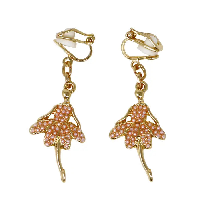 Pink Poppy Ballerina Clip On Earrings