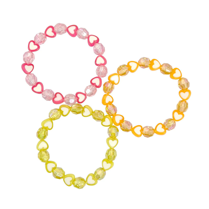 Pink Poppy Love Heart Bracelet Set