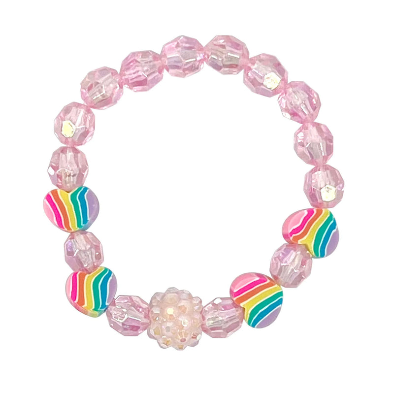 Pink Poppy Rainbow Love Heart Bracelet