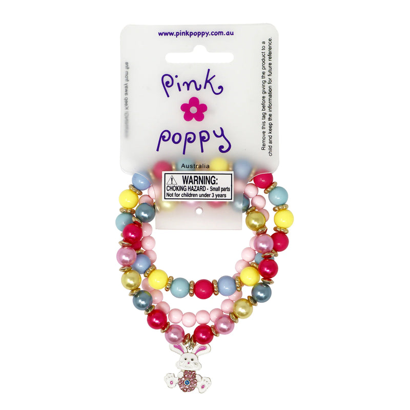 Pink Poppy Bunny Bracelet Set