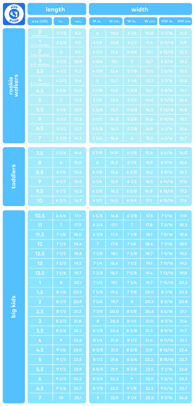 Stride rite foot chart best sale