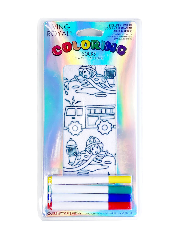 Living Royal Coloring Fire Truck Socks