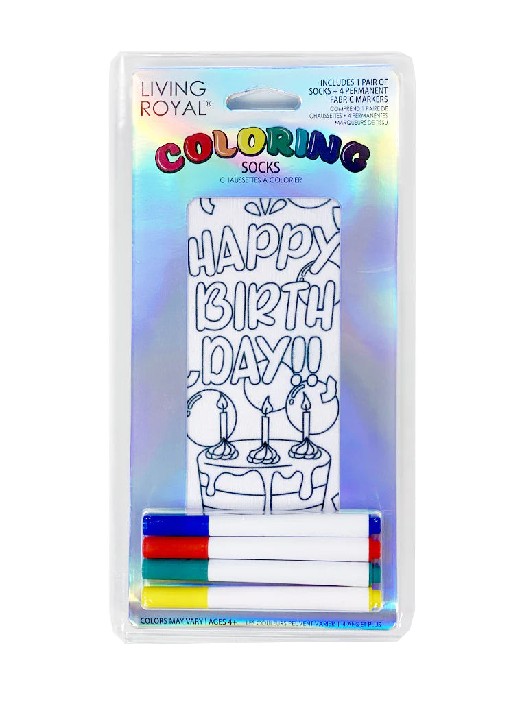 Living Royal Coloring Happy Birthday Socks