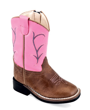 Old West Pink Square Toe - Toddler